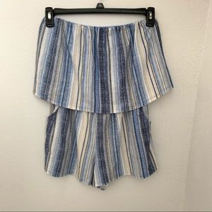 BeBop Strapless Blue Stripes Romper